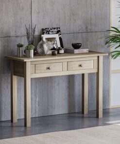 Vida Designs Panamá - Consola de 2 cajones, Muebles de salón, Roble Natural, Acabado Encerado
