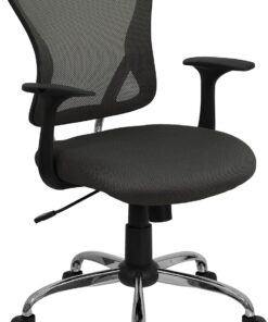 Flash Muebles Mid-Back Negro Malla Silla de Oficina con Acabado Cromado Base