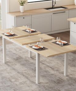 Juego de mesa de comedor extensible con bancos y taburetes, mesa expandible que ahorra espacio para 4 a 8 personas, moderno, industrial, hogar, oficina y cocina