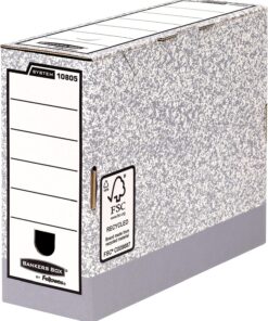Fellowes Bankers Box 10805 - Caja de archivo definitivo automático, A4, lomo 100 mm, gris jaspeado (10 unidades)