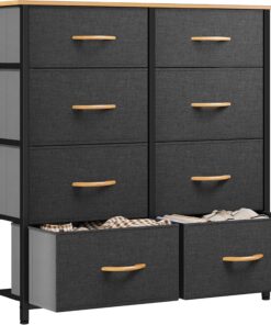 YITAHOME Cajonera de Tela, Cómoda de Tela, Unidad de Almacenamiento de Tela, con 8 cajones Extraíbles, Cómoda de para Sala de Estar, Dormitorio, habitación Infantil, Gris Oscuro