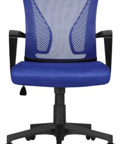 Yaheetech Silla de Oficina Escritorio con Ruedas Regulable en Altura Azul | Silla Giratorio, Malla Transpirable, Función de Mecedora, Silla para Estudio Despacho, Múlti Color