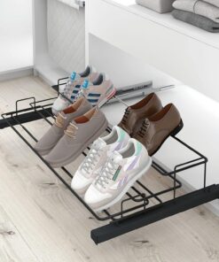 Casaenorden - Zapatero extraíble y Extensible para Armario con embellecedor para Ocultar Las guías, Ancho 640-1000 mm, Acero Antracita