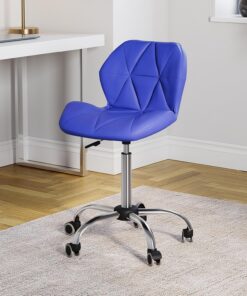 Vida Designs Geo - Silla de Oficina para computadora, Color Azul, con Patas giratorias Ajustables y Elevadoras de Piel sintética cromada (Certificado UKFR)
