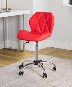 Vida Designs Geo - Silla de Oficina para computadora, Color Rojo, con Patas giratorias Ajustables y Elevadoras de Piel sintética cromada (Certificado UKFR)