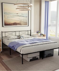 Dreamzie Marco de Cama 160x200 con Somier - Somier para Cama 160x200 con pies - Marcos de Camas con Cabecero - Altura de 35cm Montaje Sencillo y Espacio de Almacenamiento