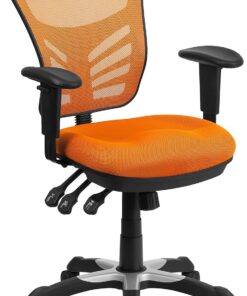 Flash Furniture Nicholas - Silla giratoria de Oficina y Juegos, Silla de Oficina ergonómica de Malla con Soporte Lumbar Ajustable y Altura, Color Naranja