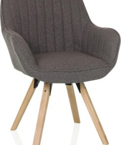 Silla de Comedor giratoria Scandi Soft Silla tapizada con reposabrazos y Patas de Haya, cómodamente Acolchada, tapizado de Tela Gris Oscuro