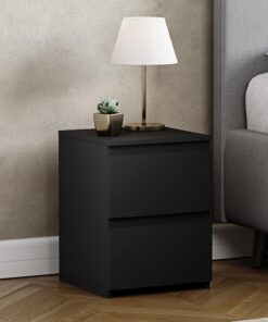Vida Designs Denver - Mesita de Noche con 2 cajones, Color Negro