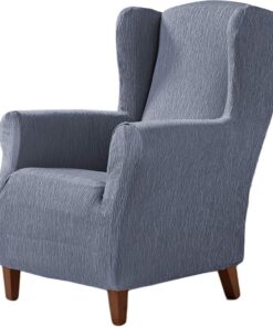 Estoralis Beta | Funda Sillon de Diseño Moderno | Tejido Elástico Celeste | para Sillon Orejero (de 70 a 110 cm.) | Máxima Adaptabilidad a Todo Tipo de sofás
