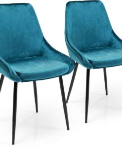 Kare Design silla East Side juego de 2 gasolina, silla tapizada, acogedora, aspecto aterciopelado, tejido de fácil cuidado, , para comedor, salón o estudio, (A/A/P) 83x48x57cm
