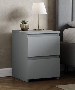 Vida Designs Denver - Mesita de Noche Grande con 2 cajones para Dormitorio, mesita de Noche Moderna, Mesa Auxiliar de 48 x 39,5 x 39,5 cm (Gris)