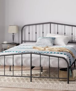 Zinus Heidi cama 150 x 190 cm - 31 cm de altura - Marco de Cama de Metal con Cabecero y Piecero - Cama matrimonial - Negro
