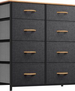 YITAHOME Comoda 8 Cajones,Cajonera de Tela,Sinfonier,Robusta Estructura metálica,para Dormitorio, Salón, Pasillo,Gris Oscuro