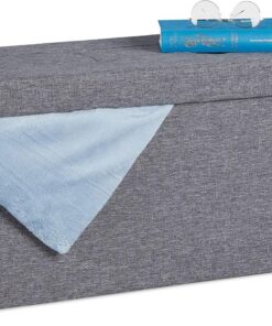 Relaxdays Banco Almacenaje, Plegable, Acolchado, Compartimiento Extraíble, 130 L, Baúl Almacenamiento, Gris Oscuro
