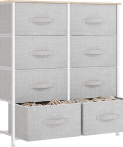 YITAHOME Cajonera de Tela, Cómoda de Tela, Unidad de Almacenamiento de Tela, con 8 cajones Extraíbles, Cómoda de para Sala de Estar, Dormitorio, habitación Infantil, Gris Claro