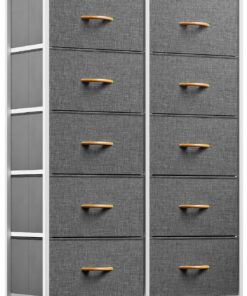 YITAHOME Comoda 10 Cajones,Cajonera de Tela,Sinfonier,Robusta Estructura metálica,para Dormitorio, Salón, Pasillo,Gris