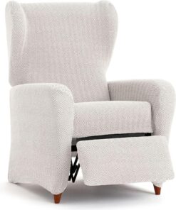 ECOMMERC3 | Funda Bielástica para Sillón Relax Súper Elástico – Funda Sillón Relax Color Crudo Adaptable, Transpirable y Fácil de Colocar con Espumas de Sujeción y Gomas