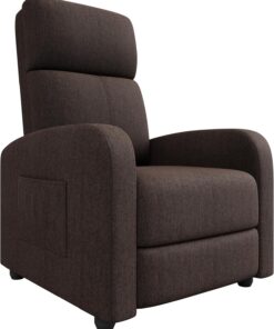 Silla reclinable para adultos, de cuero, reclinable, ergonómica, ajustable, sofá individual mejorado con bolsillo lateral, respaldo alto, brazos anchos y asiento acolchado, asiento de cine en