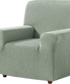 Estoralis Beta | Funda Sillon de Diseño Moderno | Tejido Elástico Verde | para Sillon Orejero (de 70 a 110 cm.) | Máxima Adaptabilidad a Todo Tipo de sofás