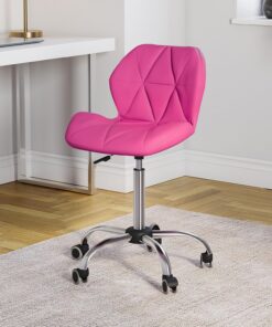 Vida Designs Geo - Silla de Oficina para computadora, Color Rosa, con Patas giratorias Ajustables y Elevadoras de Piel sintética cromada (Certificado UKFR)
