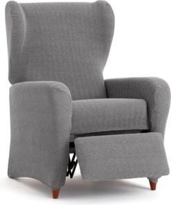 ECOMMERC3 | Funda Bielástica para Sillón Relax Súper Elástico – Funda Sillón Relax Color Gris Adaptable, Transpirable y Fácil de Colocar con Espumas de Sujeción y Gomas