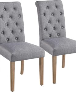 Yaheetech Juego de 2 Sillas de Comedor Silla Acolchada de Tela Gris Oscuro | Ergonómico, Diseño Moderno, con Respaldo Alto, Montaje Rápido, Tejido transpirable, Silla Tela para Comedor Cocina